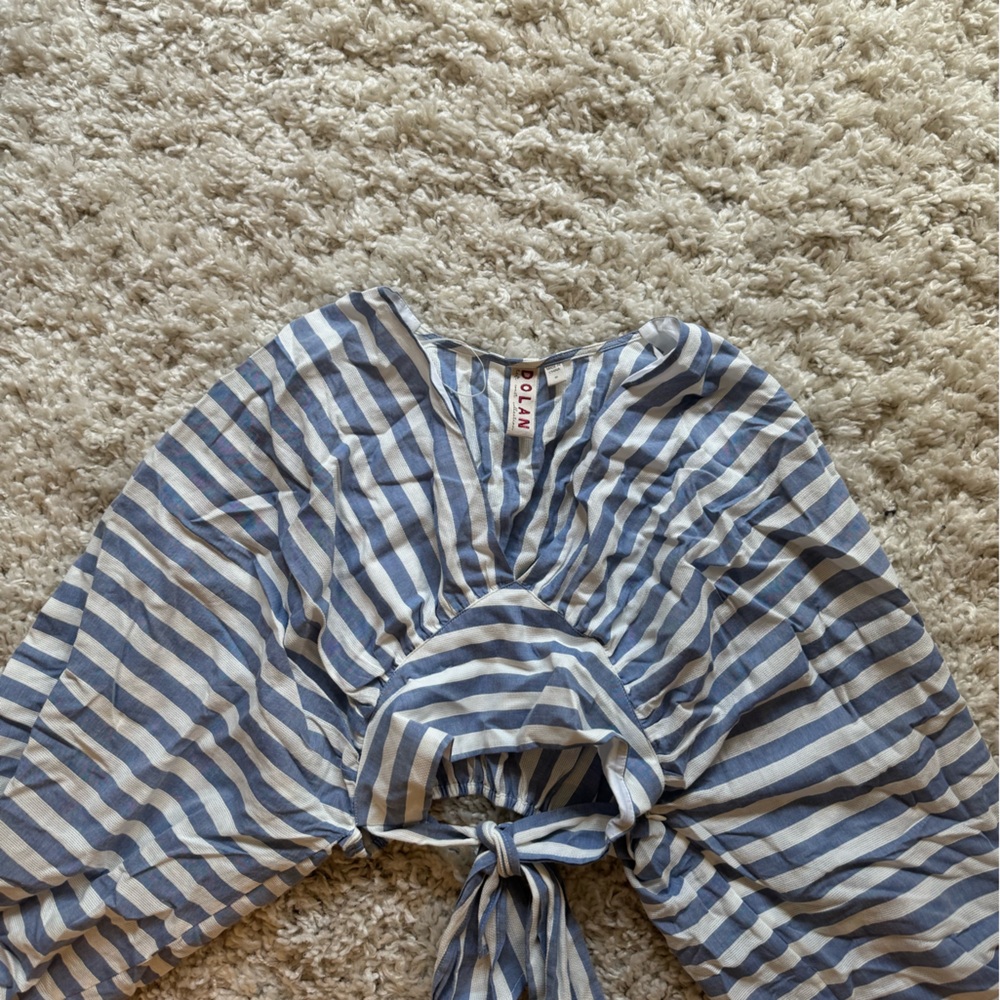 Blue and white striped blouse with back tie. So elegant